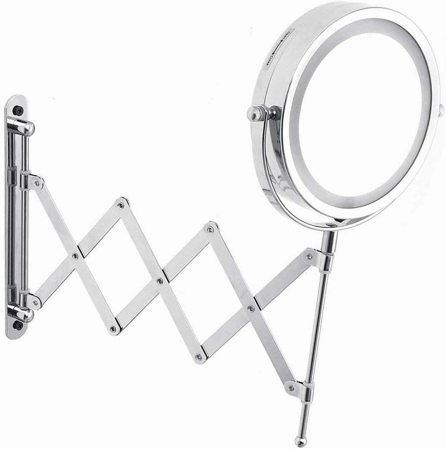 3X Makeup Mirror 6 Inch Magnifying LED Lighted Folding Vanity Mirror, Portable Illuminated Bathroom Shaving Mirror 360° Swivel for Spa, Bathroom