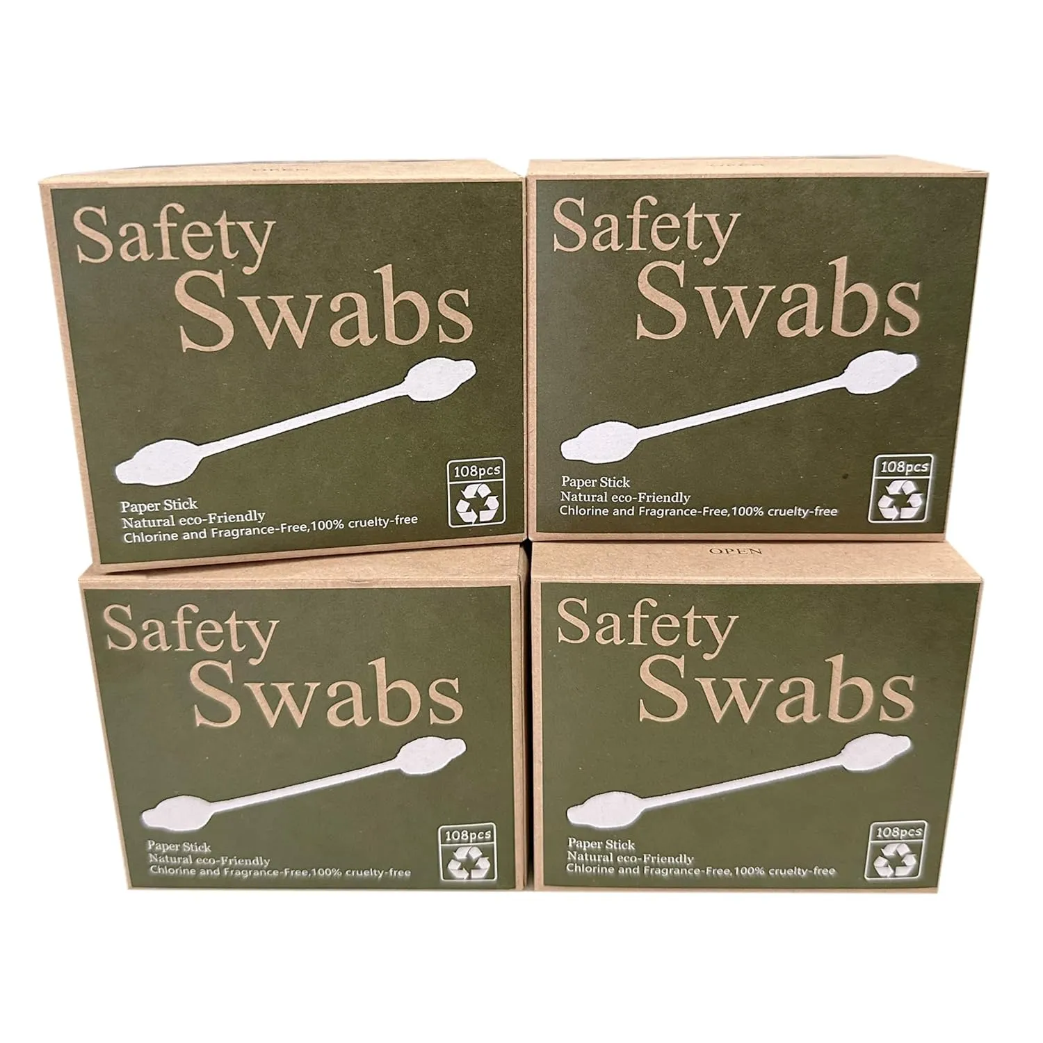 4 Packs Safety Cotton Swabs with Large Tips, Baby Cotton Buds 432pcs