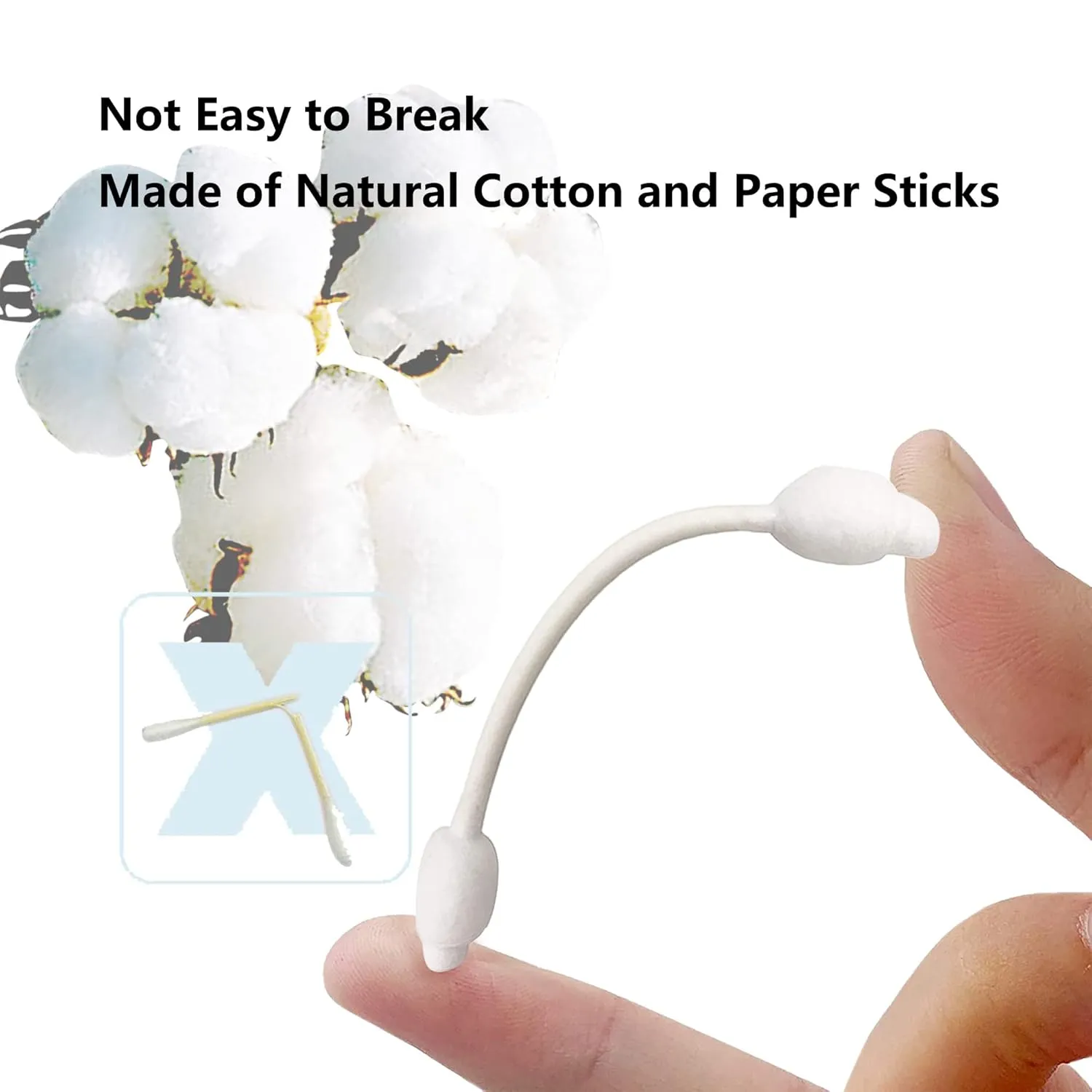 4 Packs Safety Cotton Swabs with Large Tips, Baby Cotton Buds 432pcs