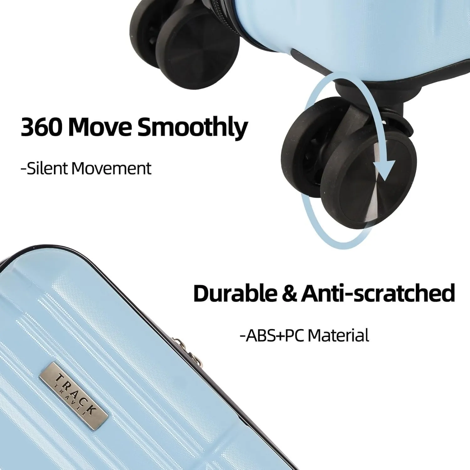 4 Piece Luggage Set ABS PC Expandable Hardshell TSA Lock Aluminum Trolley Spinner Wheels (Sky Blue, 4 Piece Set)