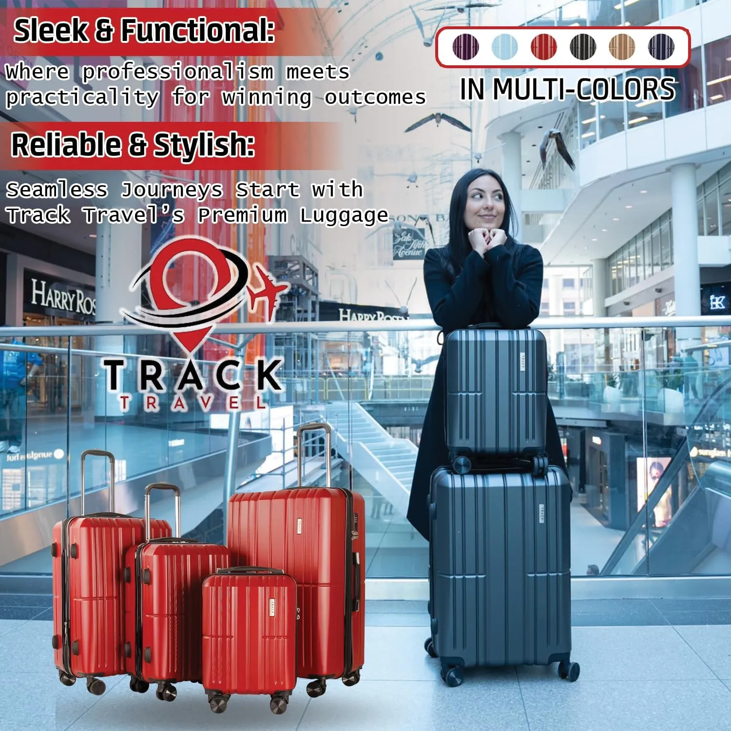 4 Piece Luggage Set ABS PC Expandable Hardshell TSA Lock Aluminum Trolley Spinner Wheels (Wine Red, 4 Piece Set)
