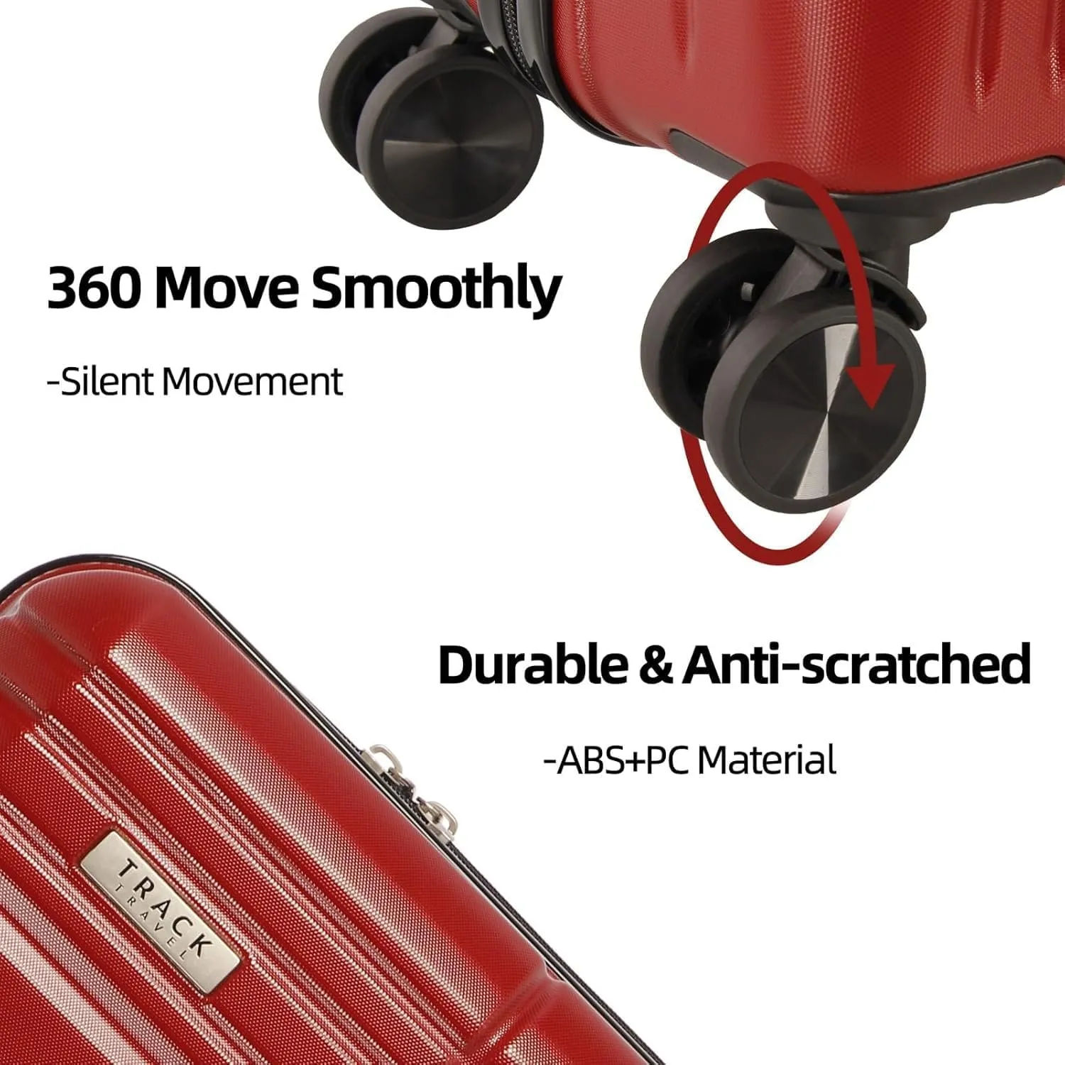 4 Piece Luggage Set ABS PC Expandable Hardshell TSA Lock Aluminum Trolley Spinner Wheels (Wine Red, 4 Piece Set)