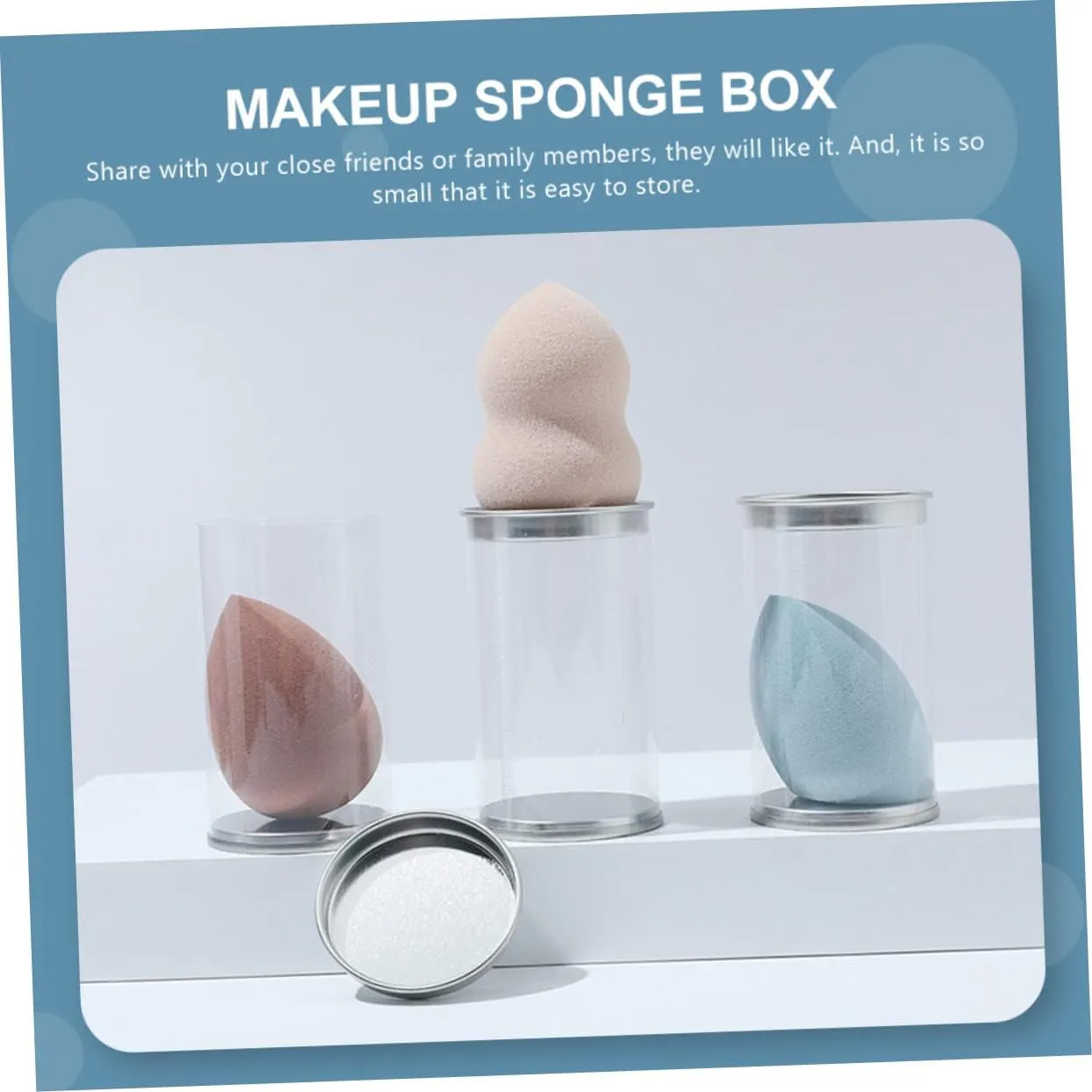 4sets 6pcs Box Portable Beauty Sponge Box Transparent Makeup Sponge Holder Moisture Storage Container for Travel Home Durable Cosmetic Organizer for Makeup Accessories 6pcs*4