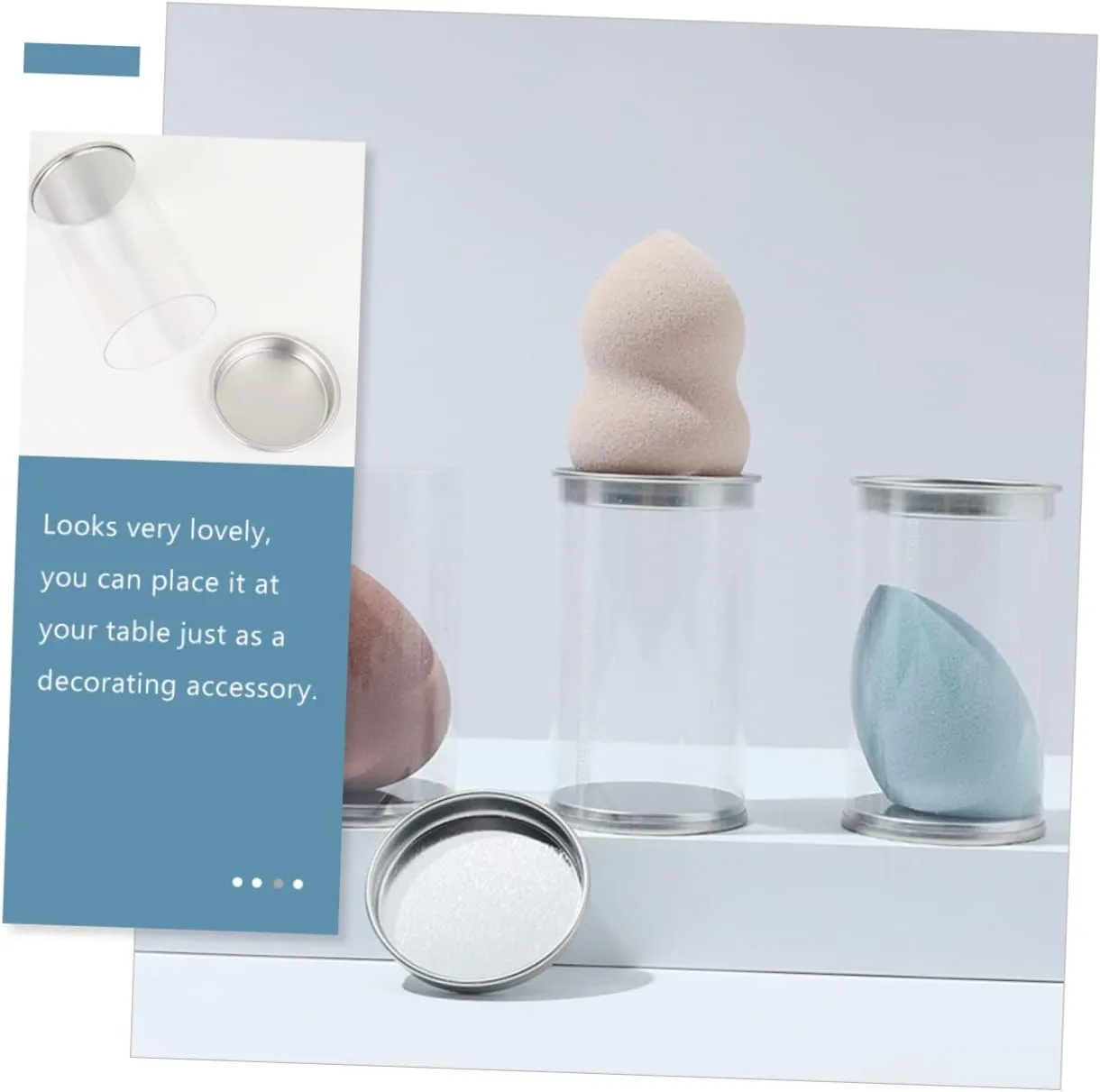 4sets 6pcs Box Portable Beauty Sponge Box Transparent Makeup Sponge Holder Moisture Storage Container for Travel Home Durable Cosmetic Organizer for Makeup Accessories 6pcs*4