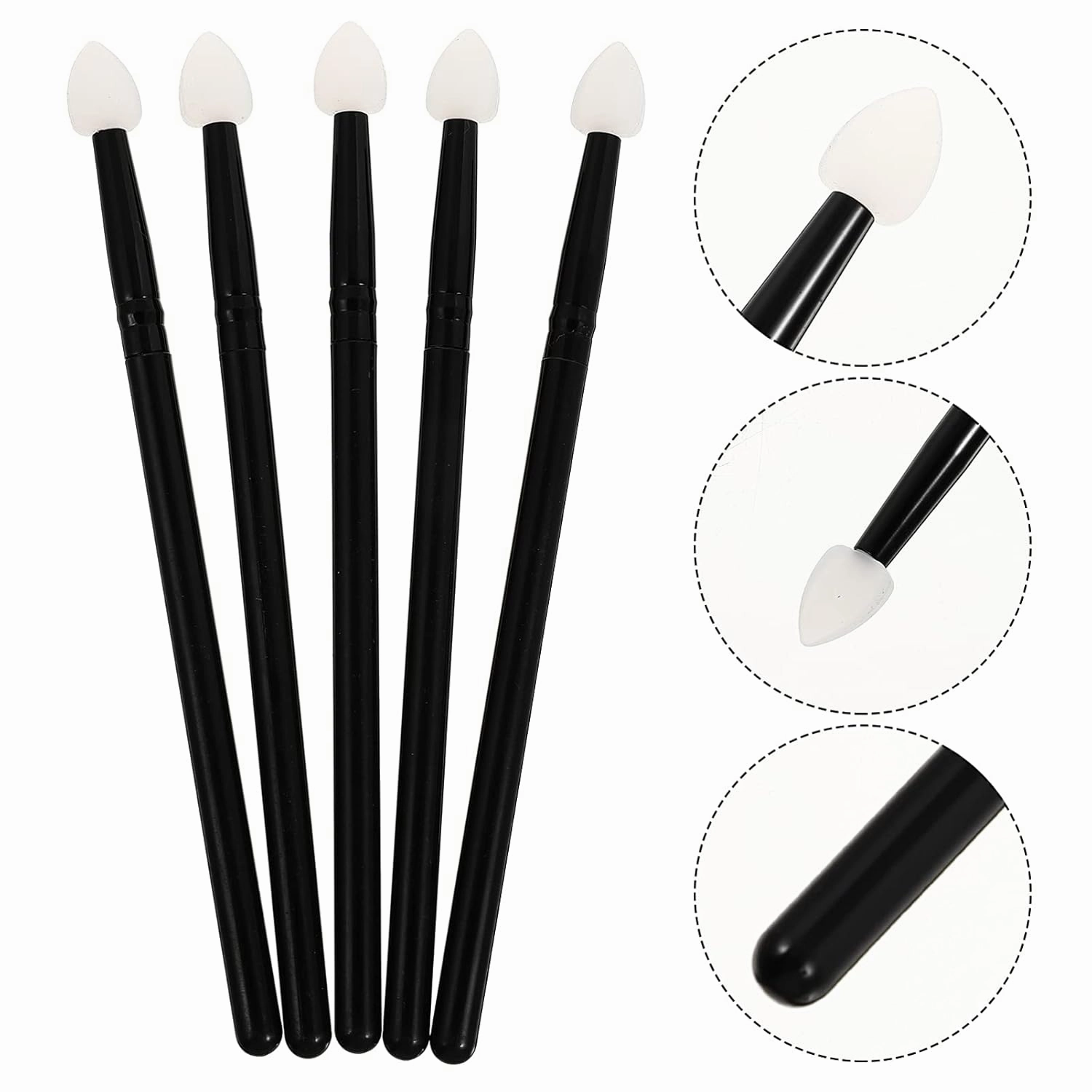 5sets Professional Eye Makeup Brush Set Silicone Applicators 10-piece Set for Even Application Ideal for Dry Oily Combination Skin 5pcs*5