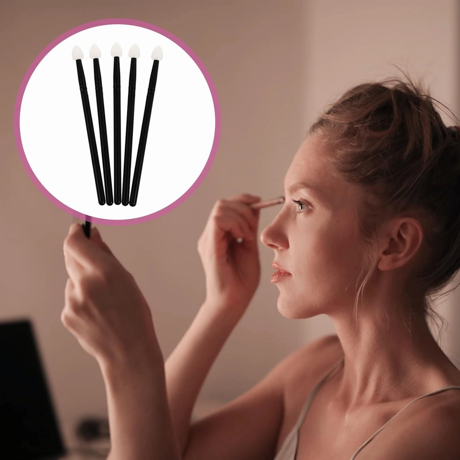 5sets Professional Eye Makeup Brush Set Silicone Applicators 10-piece Set for Even Application Ideal for Dry Oily Combination Skin 5pcs*5