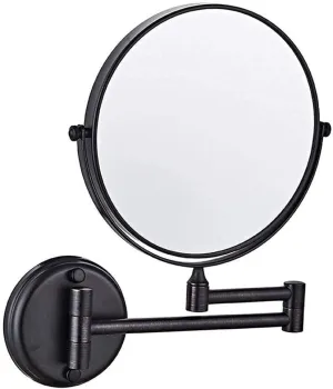 6-Inch Chrome Wall Mounted Makeup Mirror, Double-Sided with 1X/5X Magnification, Extendable & Swivel, Foldable Bathroom Shaving Mirror(Black Bronze,1X/5X)