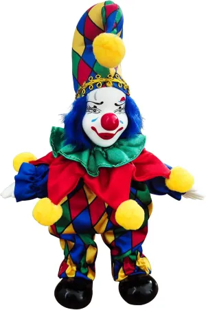 6 Inch Clown Doll with Red Nose and Colored Ball Decorations - Mardi Gras and Carnival Party Decorations, Creepy Doll Ornament for Home Decoration, Great Birthday Gifts for Children/Adults