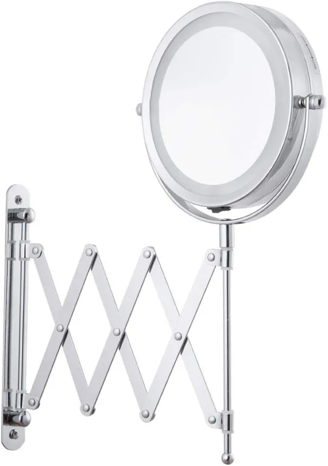 6 inch Folding Makeup Mirror Magnifying LED Lighted Vanity Mirror,Portable Illuminated Bathroom Shaving Mirror 360° Swivel for Bathroom and Spa(3xmagnifying)