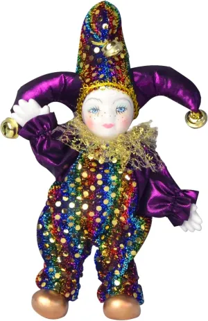 6 Inch Porcelain Clown Doll with Freckle, Rouge Gothic Doll, Bow Tie Bib Mardi Gras Halloween Clown, Cute and Scary Baby Doll - Indoor Decor Perfect Ornament for Table Desk Home Decoration
