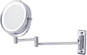 6-inch Wall Mounted Makeup Mirror with LED Lights, 360° Rotation, Extendable Folding Arm for Bathroom and Vanity Use