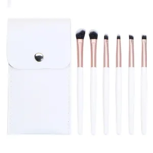 6 x cosmetic brush set, portable, with eye shadow, eyebrow brush, eye makeup tool(Color:Argento)