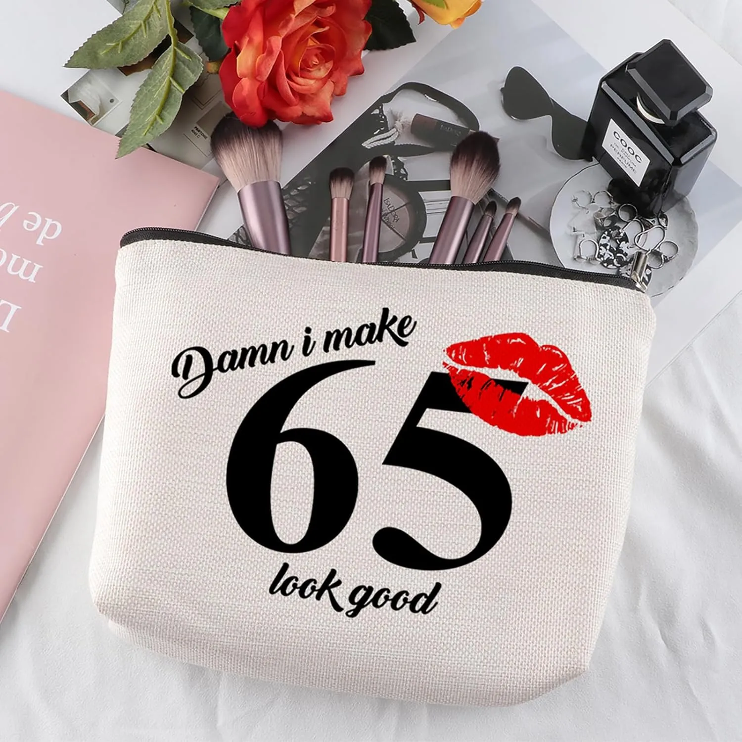 65th Birthday Gift for Women: Travel Makeup Bag - Cosmetic Bag for 65 Year Old Woman Turning 65