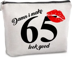 65th Birthday Gift for Women: Travel Makeup Bag - Cosmetic Bag for 65 Year Old Woman Turning 65