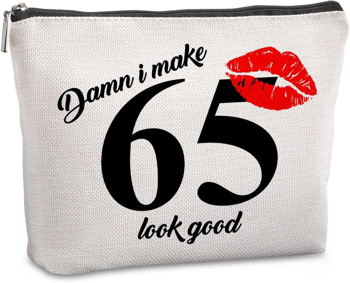 65th Birthday Gift for Women: Travel Makeup Bag - Cosmetic Bag for 65 Year Old Woman Turning 65