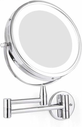 6 Inch Folding Makeup Mirror Magnifying LED Lighted Vanity Mirror, Portable Illuminated Bathroom Shaving Mirror 360° Swivel for Bathroom and Spa,3xmagnifying ( Color : 5xmagnifying )