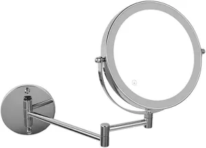 8 Inch Wall Mounted Makeup Mirror, 1x/3x Magnifying Mirror with 3 Color Led Lights, Touch Dimmable Double Sided 360° Swivel Extendable Shaving Mirror for Men and Women