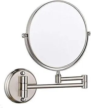 8-Inch Wall-Mounted Makeup Mirror with 3X Magnification, 360° Swivel, Extending Arm, Nickel Finish