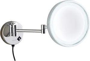 8.5 Inch Illuminated Makeup Mirror 3X/5X/7X/10X Magnification Mirror with Led Light Bathroom Extendable Wall-Mounted Vanity Shaving Mirror with Switch Plug Chrome 10X (Color : Gold, Size : 10 (Colo