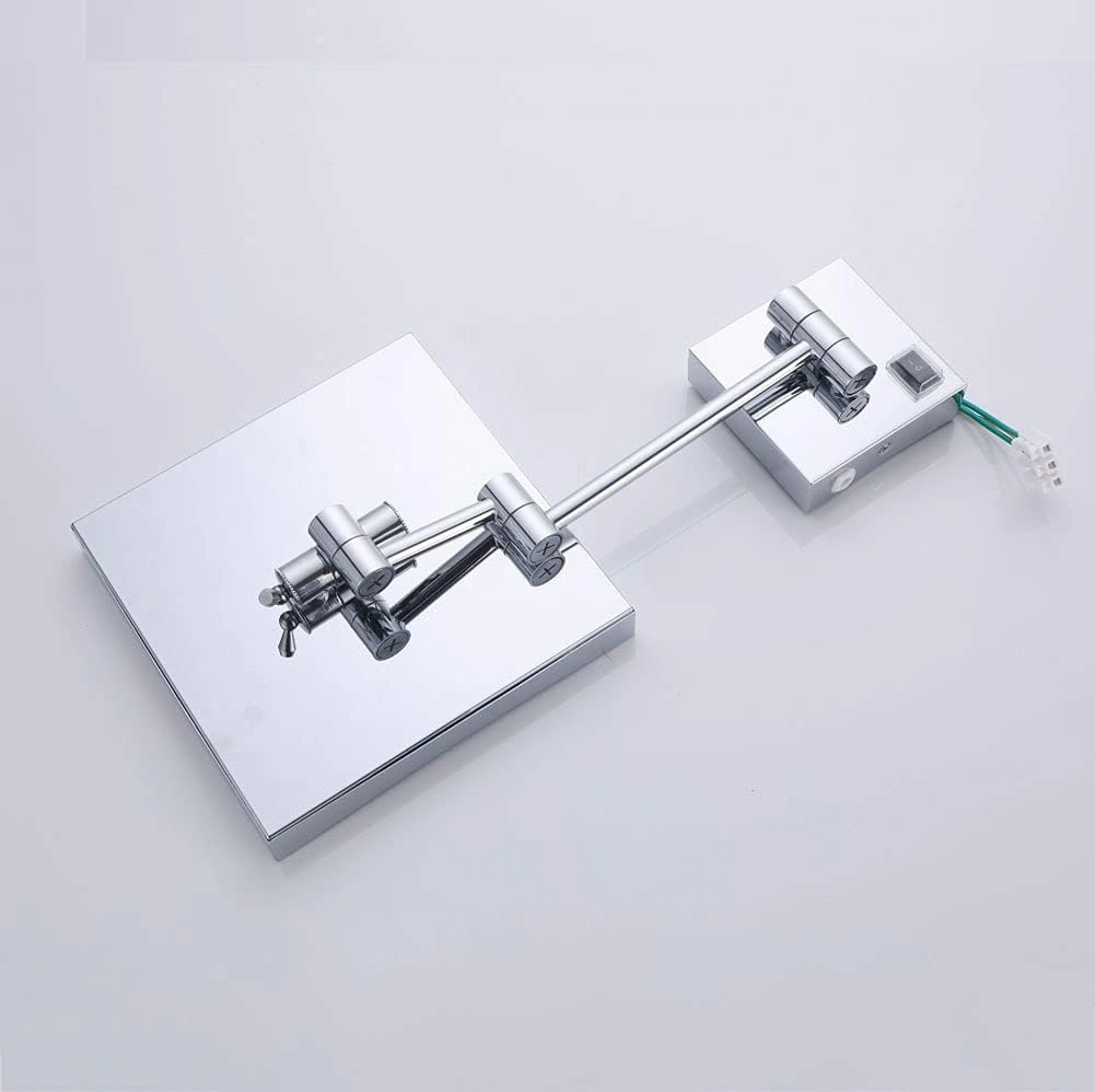 8 Inch Bathroom Mirror Wall Mounted, USB Rechargeable Makeup Mirror 3X Magnification Shaving Mirror 180° Swivel Vanity Mirror LED Lighted Wall Mounted Mirrors Square Cosmetic Mirror