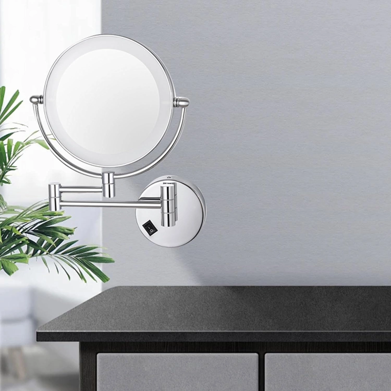 8-inch Foldable Makeup Mirror,360-degree Rotating Shaving Mirror, with LED Wall-Mounted Double-Sided Magnifying,Bathroom Vanity Mirror,Cosmetic Mirror
