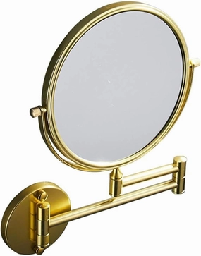 8-Inch Space Aluminum Wall-Mounted Makeup Mirror, 3X Magnification, 360° Rotating, Adjustable, Luxury Gold Finish