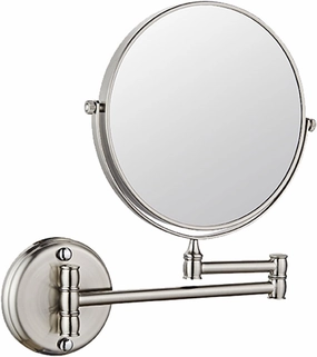 8 Inch Wall Mounted Makeup Mirror Brushed Nickel - 5X Magnification Two-Sided Swivel Extendable Bathroom Mirror for Shaving and Makeup