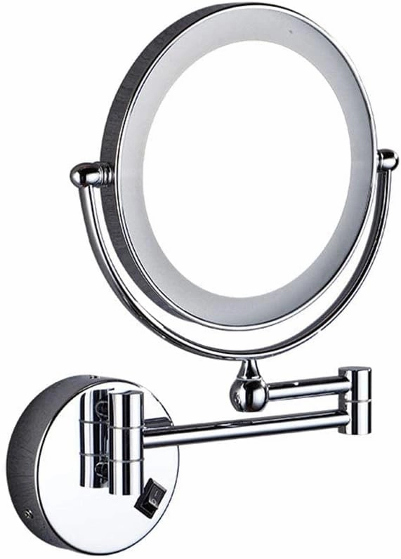 8 Inches LED Lighted Wall Mount Makeup Mirror with 3X Magnification Double Sided Swivel Vanity Mirror Extendable Bathroom Hardwired Chromeplatedbattery