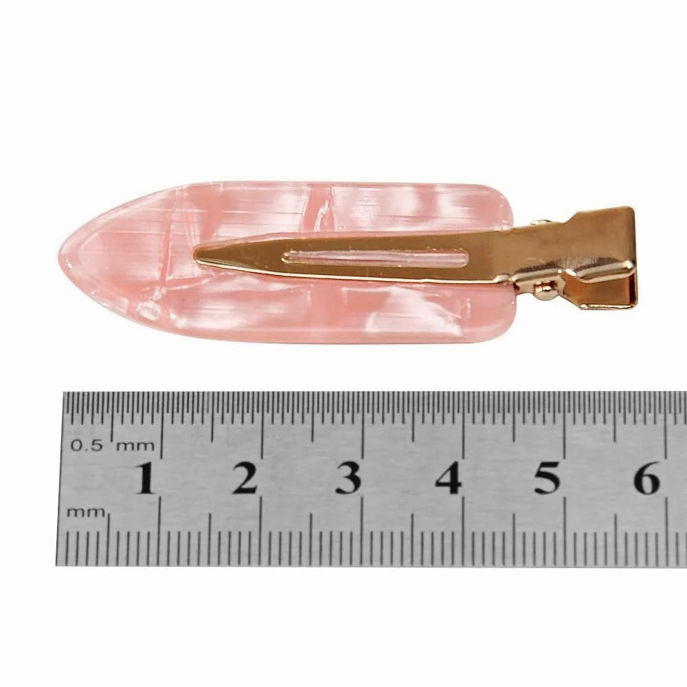 8-Piece No Crease Hair Clips Set, Geometric Acetate Barrettes, 2.56 Inch Gold-Tone Clips in Iridescent Rainbow, Pearl Pink, White Pearl, Tortoise Shell Patterns (30, 8 Pieces)