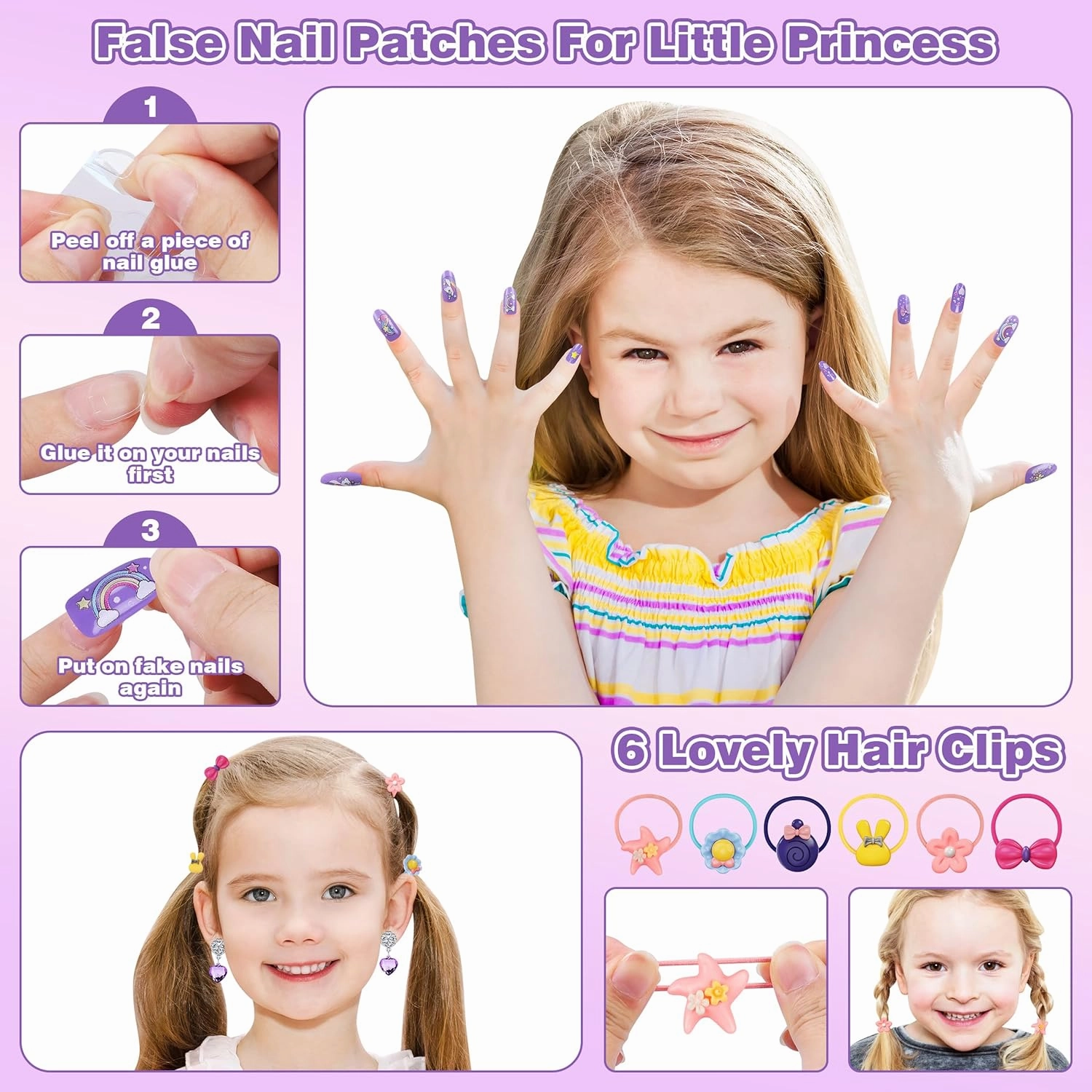 99 Pcs Kids Makeup Kit for Girls, Princess Toys Real Washable Cosmetics Set with Mirror, Hair Ties, Nails, Rings, Earrings, Necklace, Perfect for 3 4 5 6 7 8 Year Old Girls Birthday