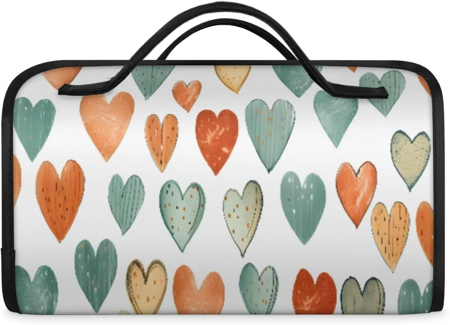 Abstract Style Toiletry Bag Water Proof Travel Makeup Case Large Capacity 4 in 1 Foldable Cosmetics Storage for Women Men Removable Zipper Clear PVC Pockets