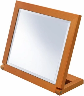 Adjustable 8" Tall Polyresin Make-Up Mirror with Walnut Finish, Tilted Design for Viewing