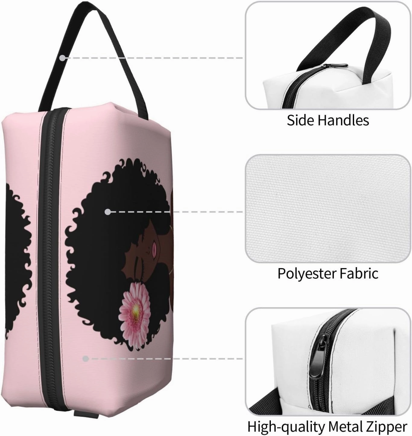African Women Art Makeup Bag - Portable Cosmetic Travel Organizer, Stylish and Spacious