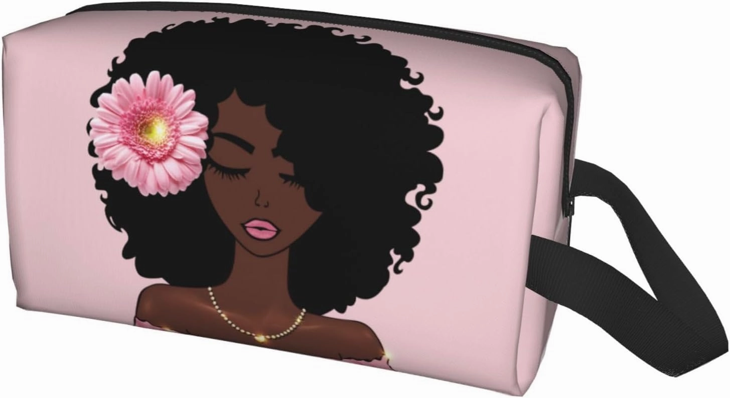 African Women Art Makeup Bag - Portable Cosmetic Travel Organizer, Stylish and Spacious
