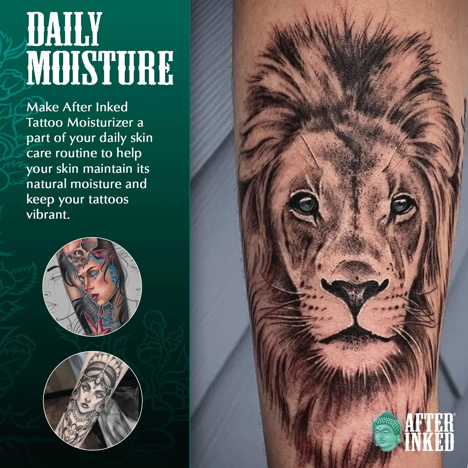 After Inked Tattoo Aftercare Lotion – Moisturizing Balm for Inked Skin, As Seen on INK MASTER – Hydrating Cream with Grape Seed Oil, Skin Nourishment & Daily Maintenance – 3 Fluid oz Tube (1-Pack)