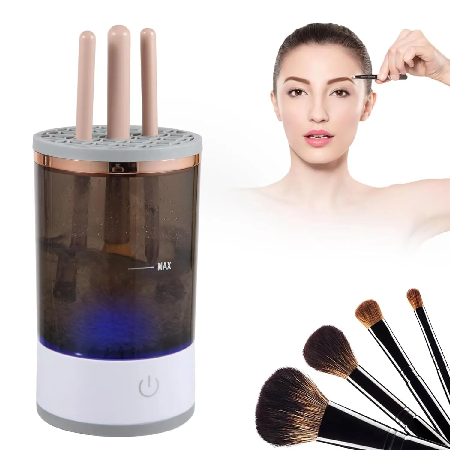 Aimery Electric Makeup Brush Cleaner, Cosmetic Brush Cleaner, Automatic Spinning Makeup Brush Cleaner (1pcs)