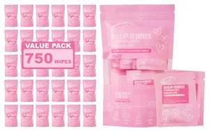 Air Jungles Makeup Remover Wipes Singles 30 Pack, 750 Wipes, Extra Large 6" x 8", Fragrance-Free, Removes Makeup and Oil, Ultra Soft Cleansing Wipes, Alcohol Free