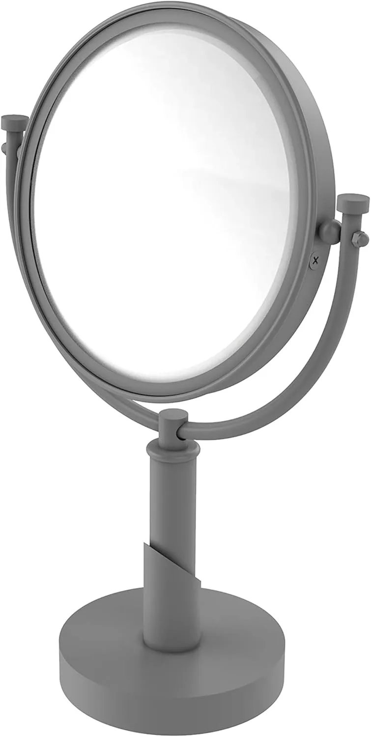 Allied Brass TR-4/4X Tribecca Collection 8 Inch Vanity Top 4X Magnification Make-Up Mirror, Matte Gray