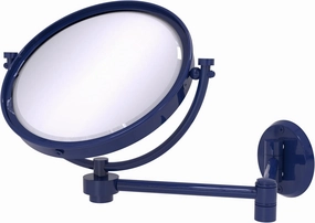 Allied Brass WM-6/2X-MBL 8 Inch Wall Mounted Extending Make-Up Mirror 2X Magnification, Mediterranean Blue