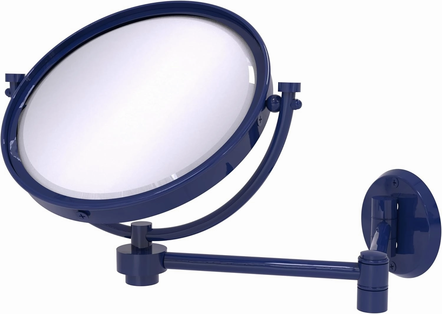 Allied Brass WM-6/2X-MBL 8 Inch Wall Mounted Extending Make-Up Mirror 2X Magnification, Mediterranean Blue