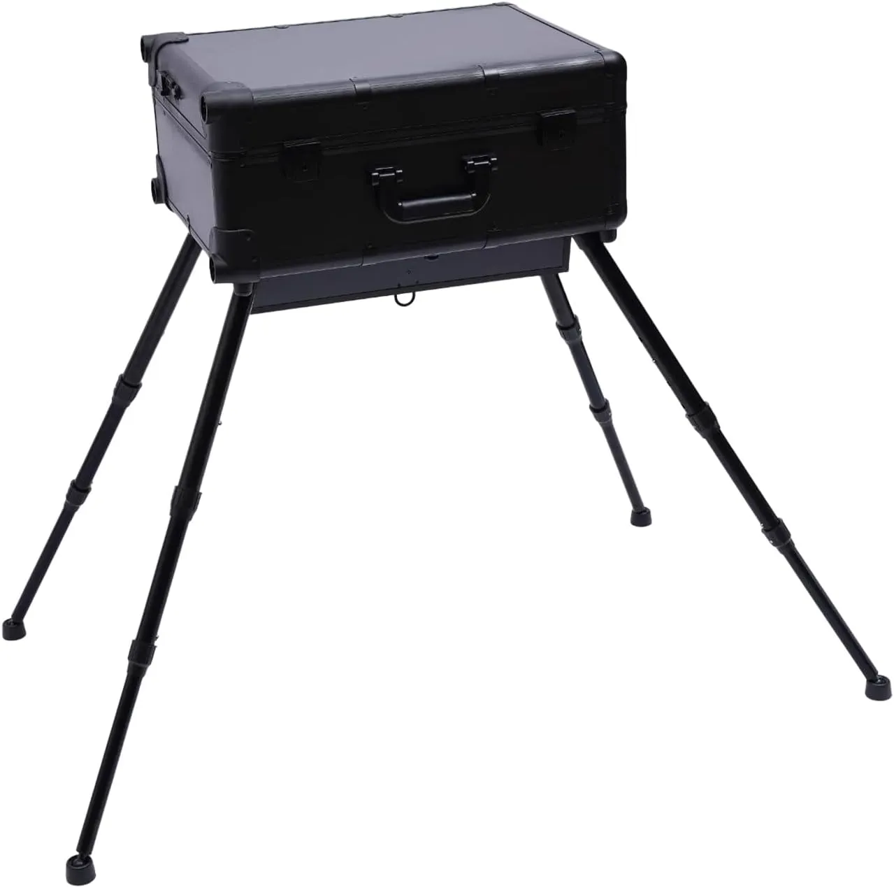 Aluminum Rolling Makeup Train Case with LED Light, Portable Makeup Organizer Professional Cosmetic Trolley Large Storage Travel Beauty Luggage with Stand Mirror 4 Removable Wheels(LED Lights Black)