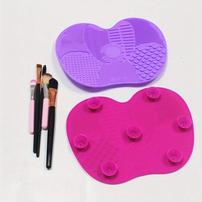 Apple-Shaped Silicone Makeup Brush Cleaning Mat - 4 pieces
