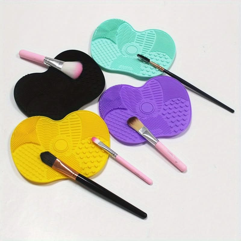Apple-Shaped Silicone Makeup Brush Cleaning Mat - 4 pieces