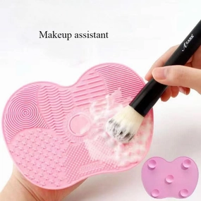 Apple-Shaped Silicone Makeup Brush Cleaning Mat - 4 pieces