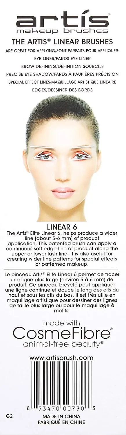 Artis Elite Linear 6 Makeup Brush | Soft Liner | Upper and Lower Lash Line | Ideal Wider Line Patterns |Special Effects | Patterned Makeup
