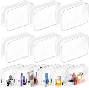 AURUZA Clear Makeup Bag, 12PCS TSA Approved Cosmetic Travel Toiletry Organizer, Quart Size Carry On Compliant, Water Resistant Airport Airline Essentials