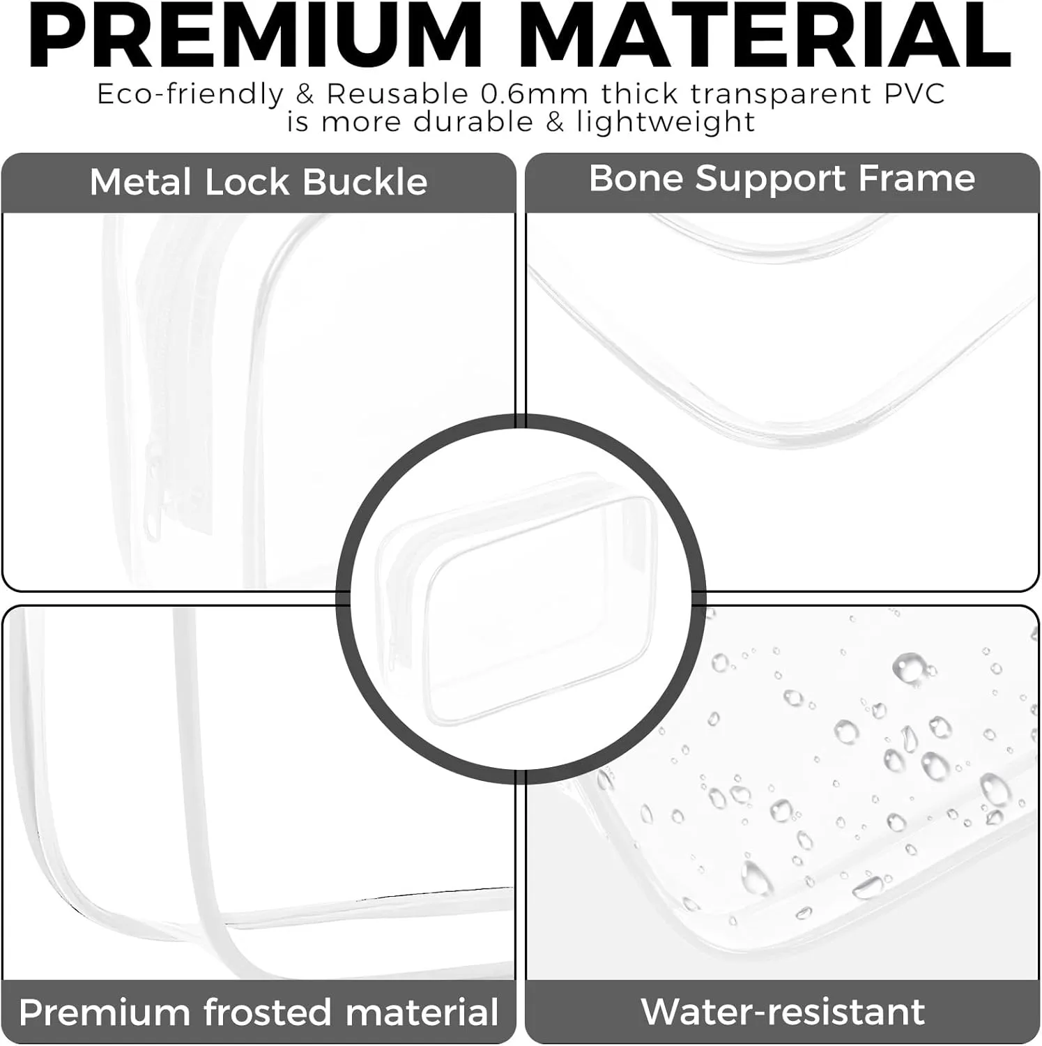 AURUZA Clear Makeup Bag, 12PCS TSA Approved Cosmetic Travel Toiletry Organizer, Quart Size Carry On Compliant, Water Resistant Airport Airline Essentials