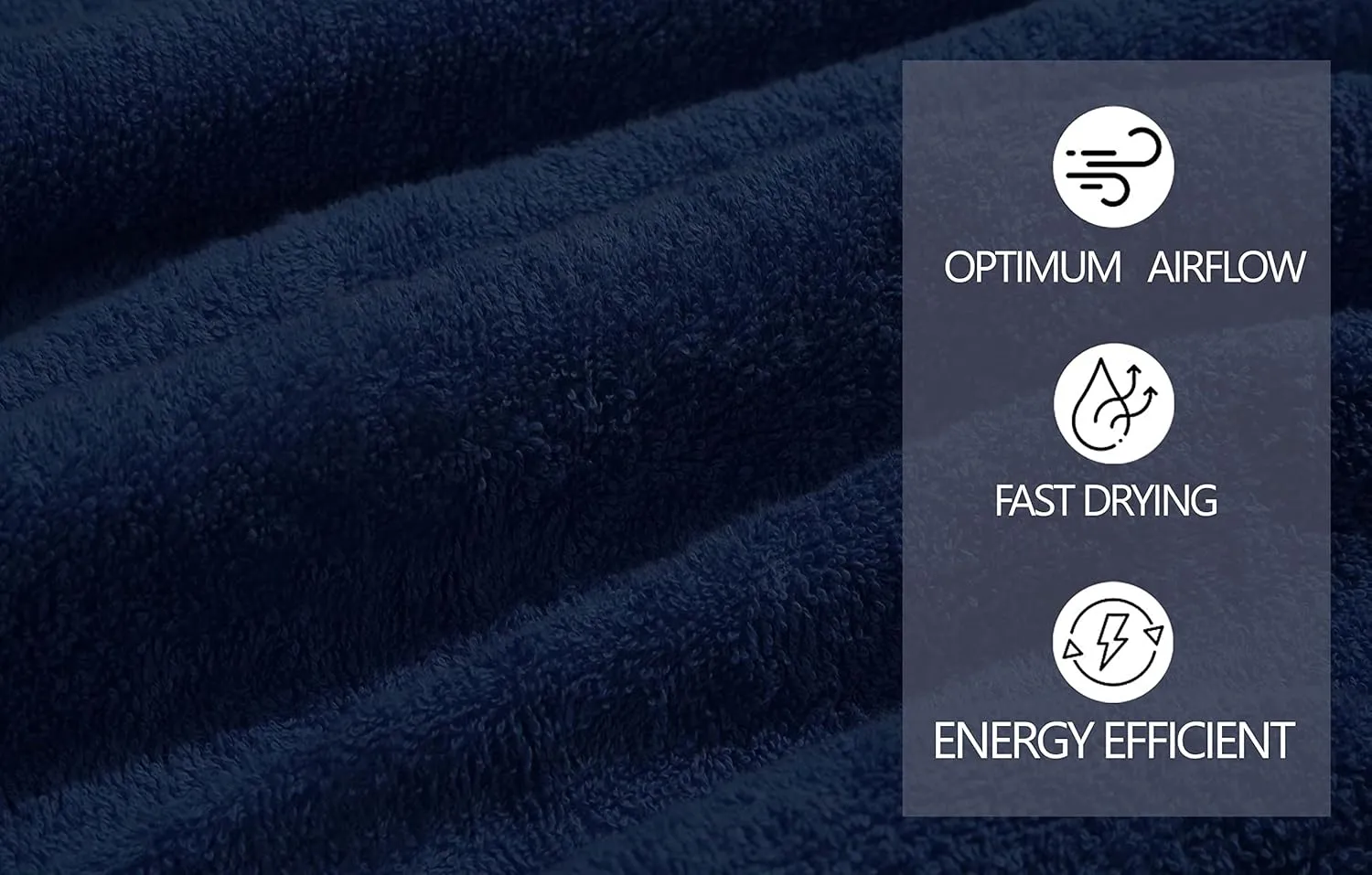 Bath Towels Set of 6 – 100% Cotton Terry – 24" x 48" – Quick Dry, Soft & Highly Absorbent – Navy Blue Towels for Bathroom, Gym, Spa, Pool & Daily Use