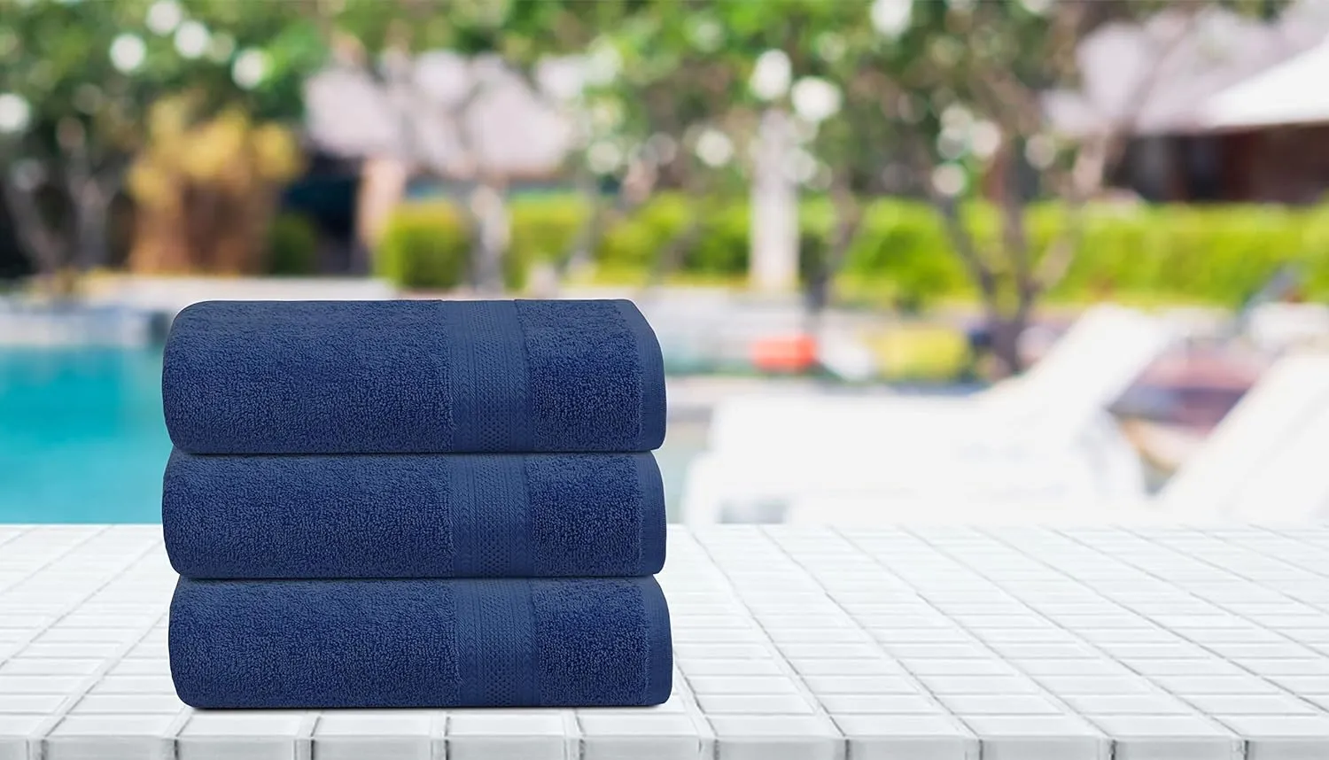 Bath Towels Set of 6 – 100% Cotton Terry – 24" x 48" – Quick Dry, Soft & Highly Absorbent – Navy Blue Towels for Bathroom, Gym, Spa, Pool & Daily Use