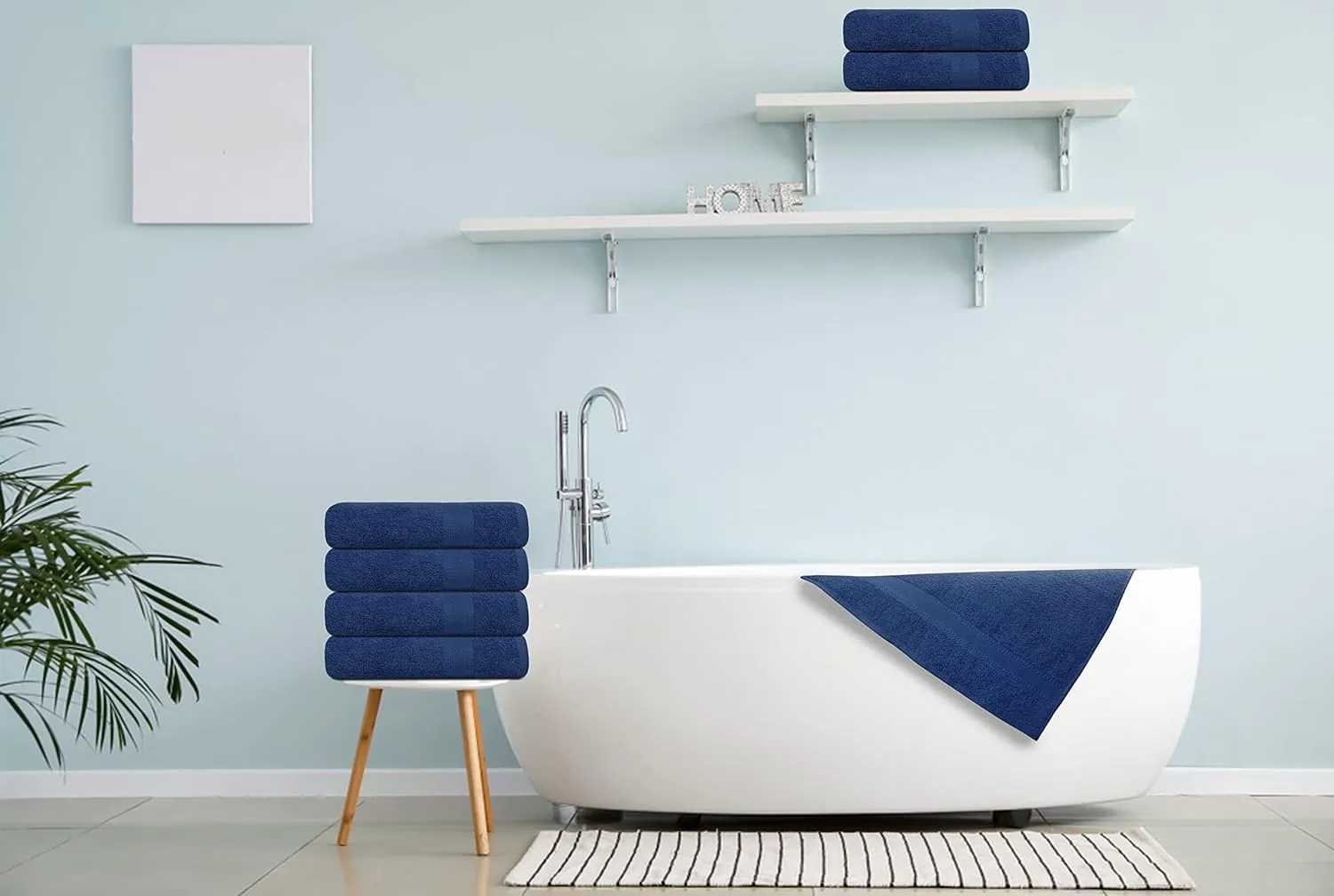 Bath Towels Set of 6 – 100% Cotton Terry – 24" x 48" – Quick Dry, Soft & Highly Absorbent – Navy Blue Towels for Bathroom, Gym, Spa, Pool & Daily Use